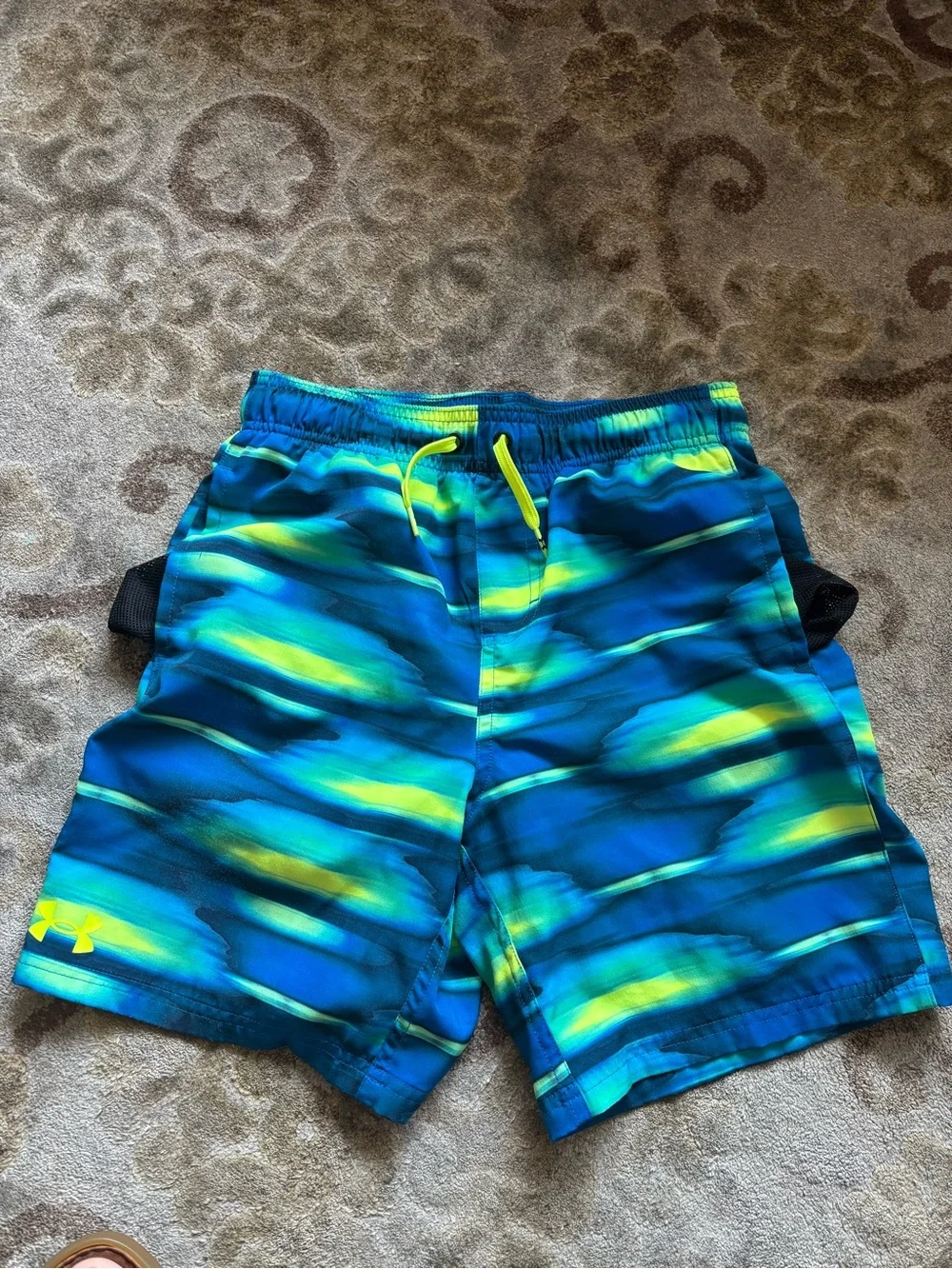 Hurley Blue & Neon Green Boys' swim Shorts